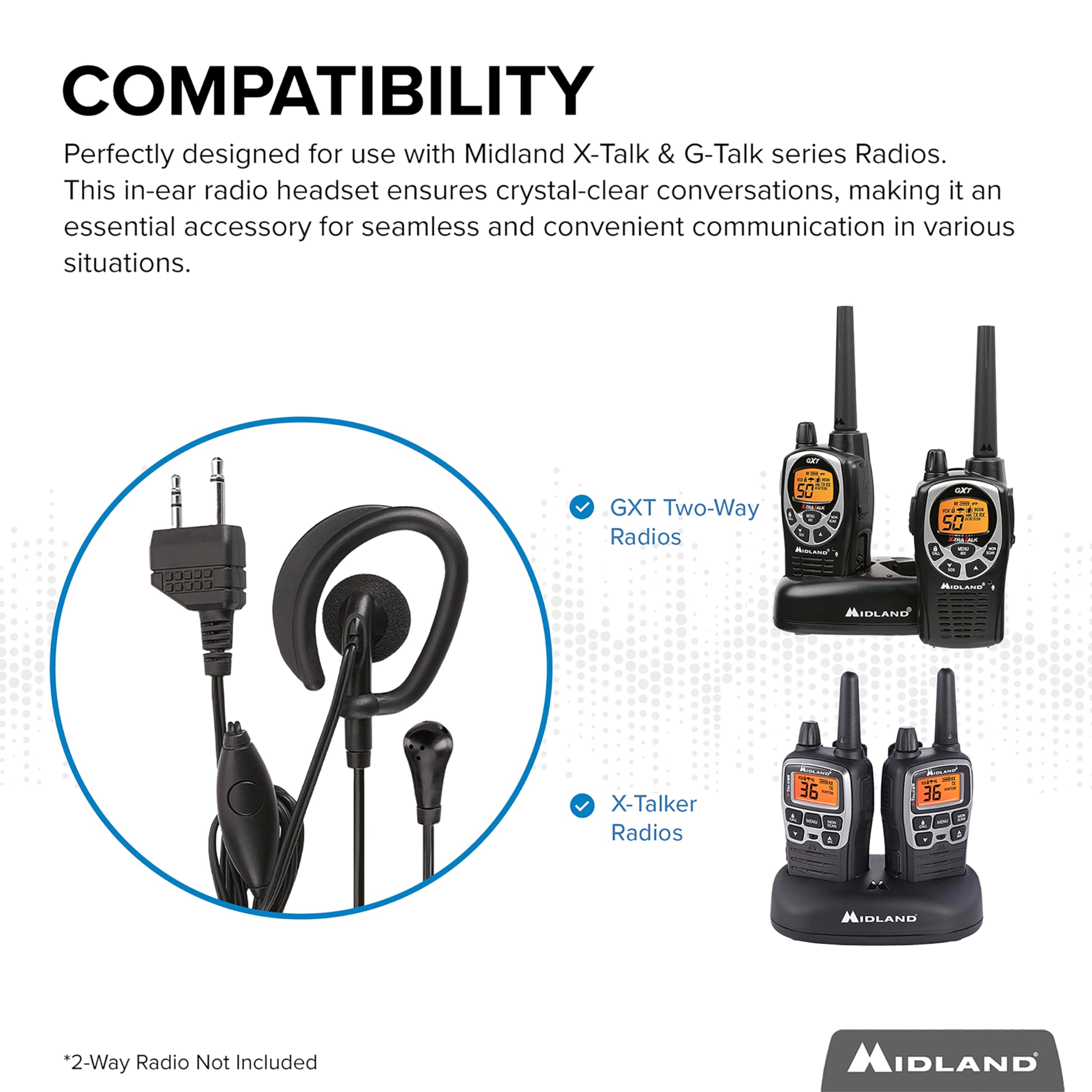 Midland®– AVP-1 Headset – Over The Ear Headphones with Extended Boom Microphone – Comfortable Headset for all GMRS Midland® Two-Way Radios and Walkie Talkies - Image 6