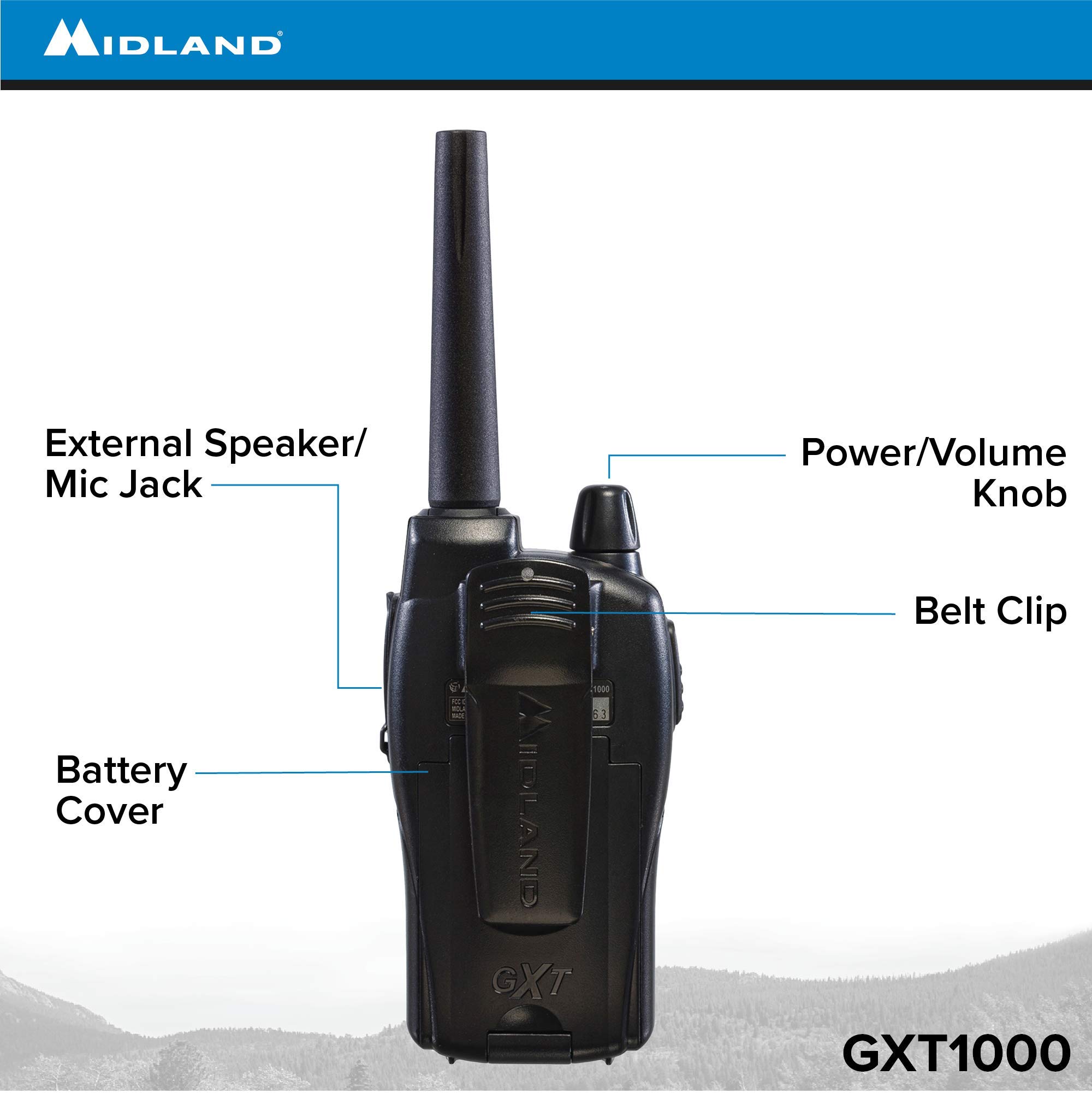 Midland GXT1000VP4 50 Channel GMRS Two-Way Radio - Up to 36 Mile Range Walkie Talkie - Black/Silver (Pack of 4) - Image 4