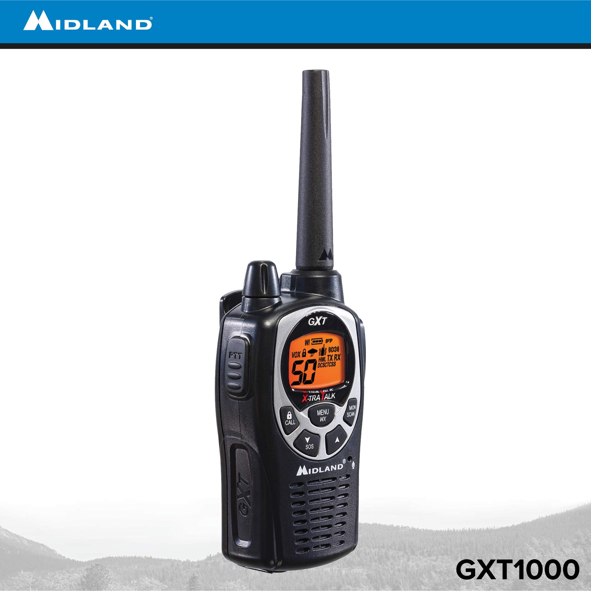 Midland GXT1000VP4 50 Channel GMRS Two-Way Radio - Up to 36 Mile Range Walkie Talkie - Black/Silver (Pack of 4) - Image 8