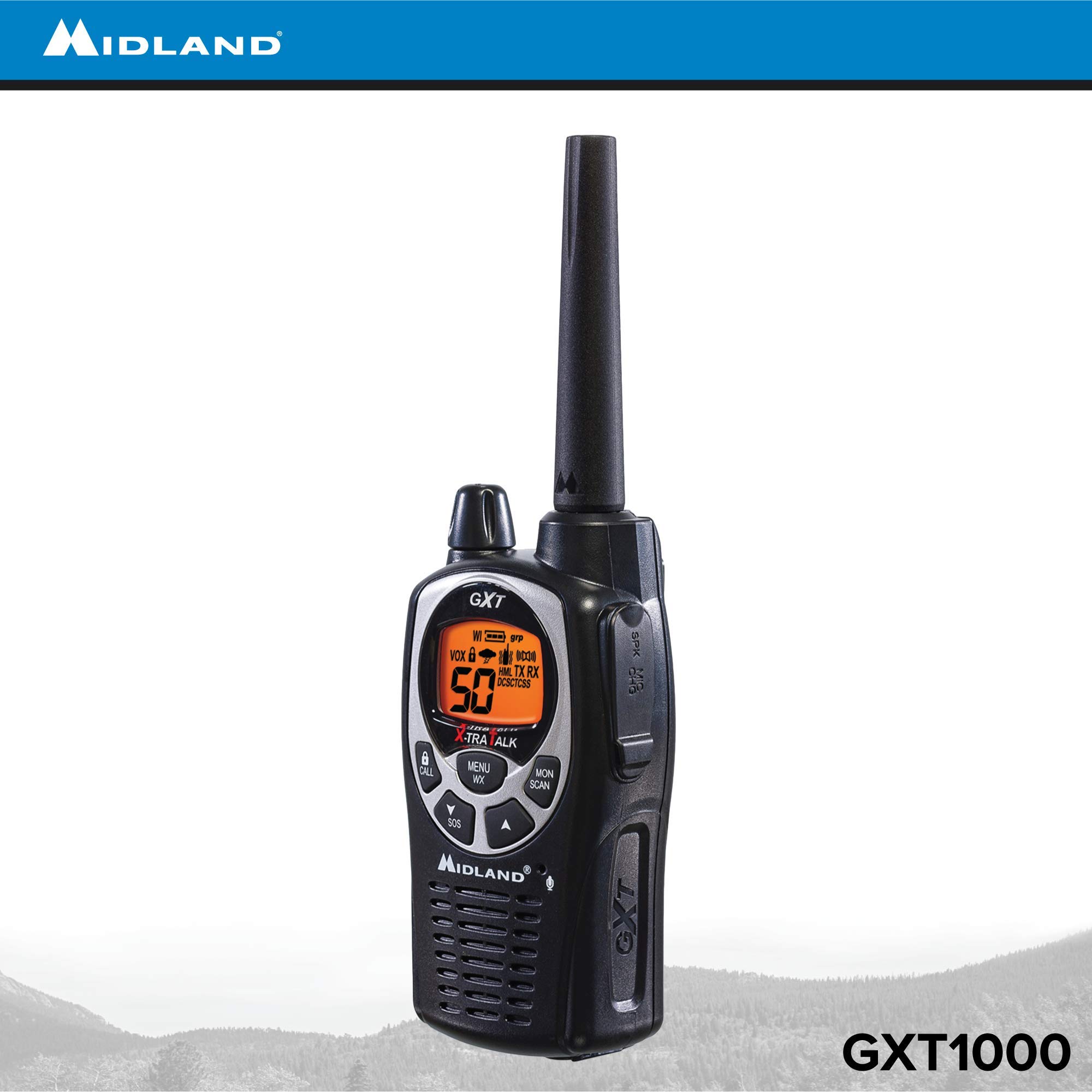 Midland GXT1000VP4 50 Channel GMRS Two-Way Radio - Up to 36 Mile Range Walkie Talkie - Black/Silver (Pack of 4) - Image 9