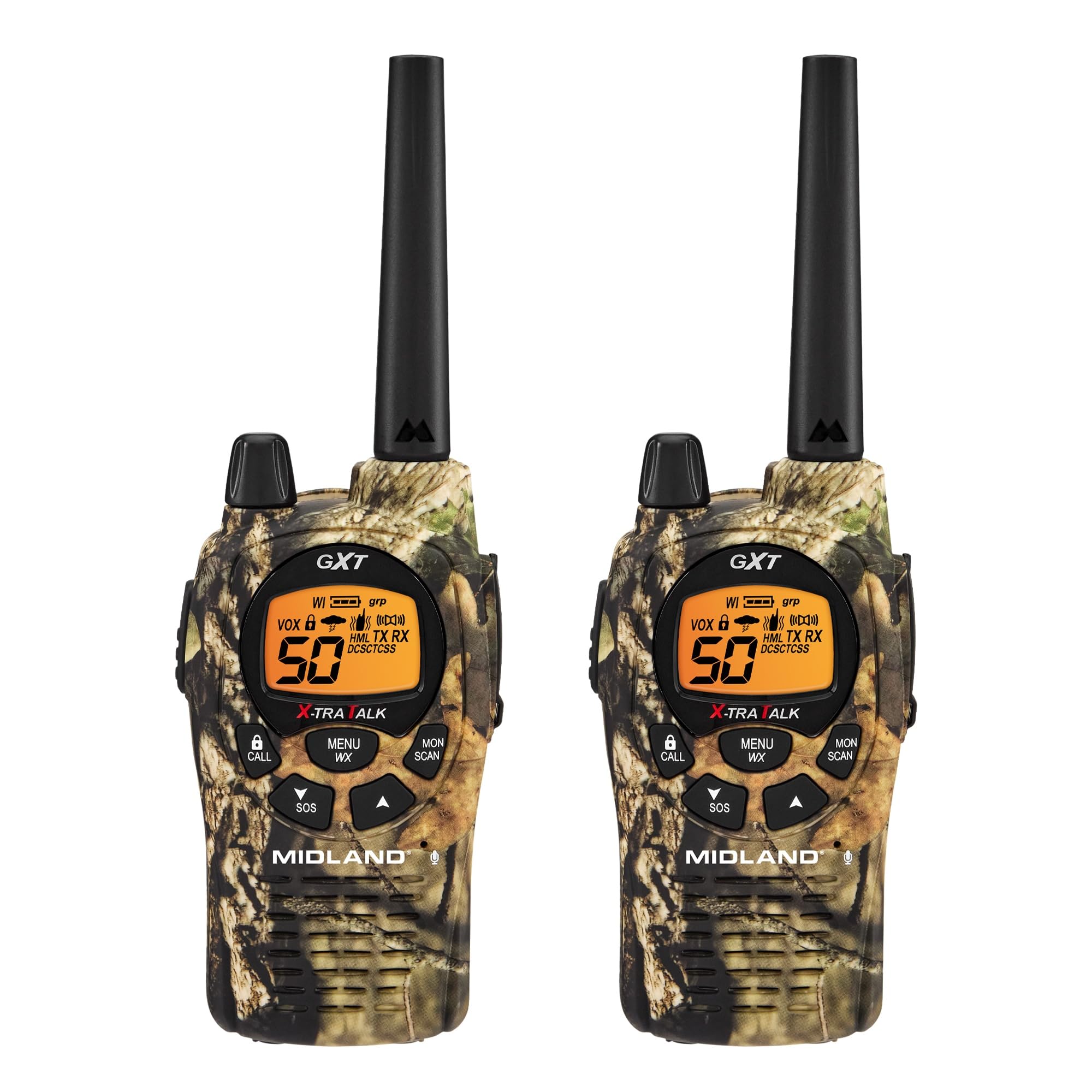 Midland GXT1050VP4 GMRS Two-Way Radio (50-Channel, Long Range, 142 Privacy Codes, SOS, NOAA, Rechargeable Nickle Battery, Mossy Oak Camo, 2-Pack) - Image 6