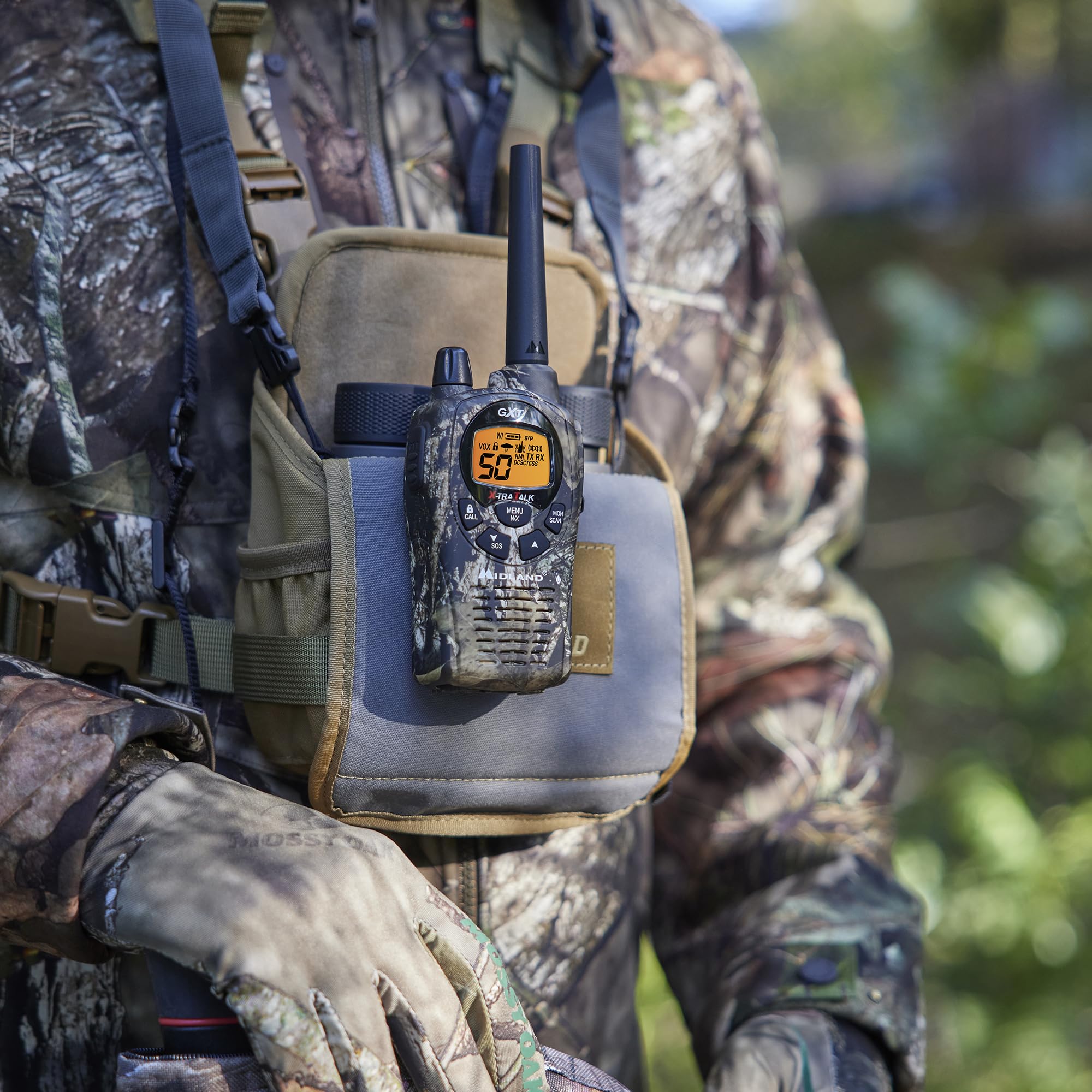 Midland GXT1050VP4 GMRS Two-Way Radio (50-Channel, Long Range, 142 Privacy Codes, SOS, NOAA, Rechargeable Nickle Battery, Mossy Oak Camo, 2-Pack) - Image 7
