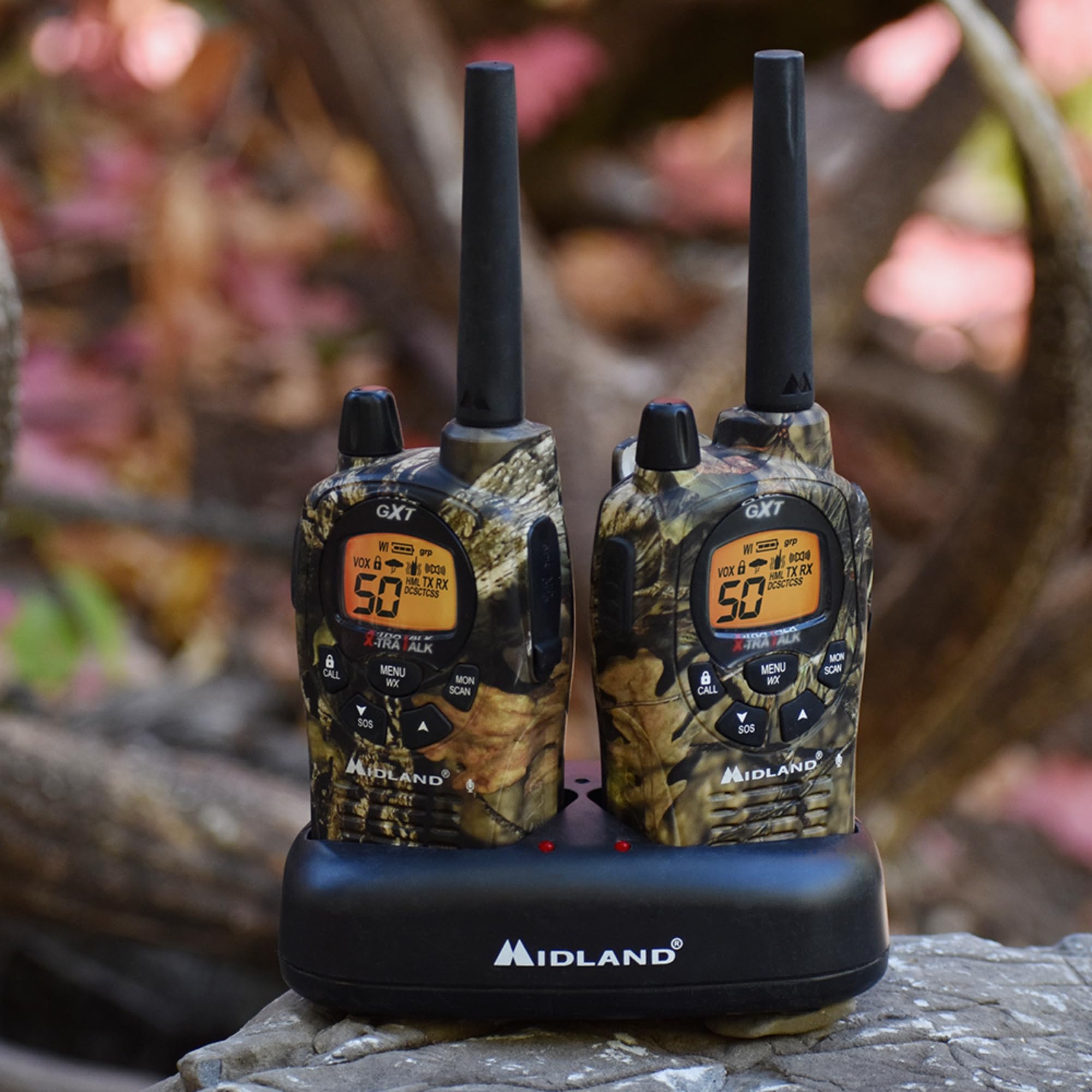 Midland GXT1050VP4 GMRS Two-Way Radio (50-Channel, Long Range, 142 Privacy Codes, SOS, NOAA, Rechargeable Nickle Battery, Mossy Oak Camo, 2-Pack) - Image 8