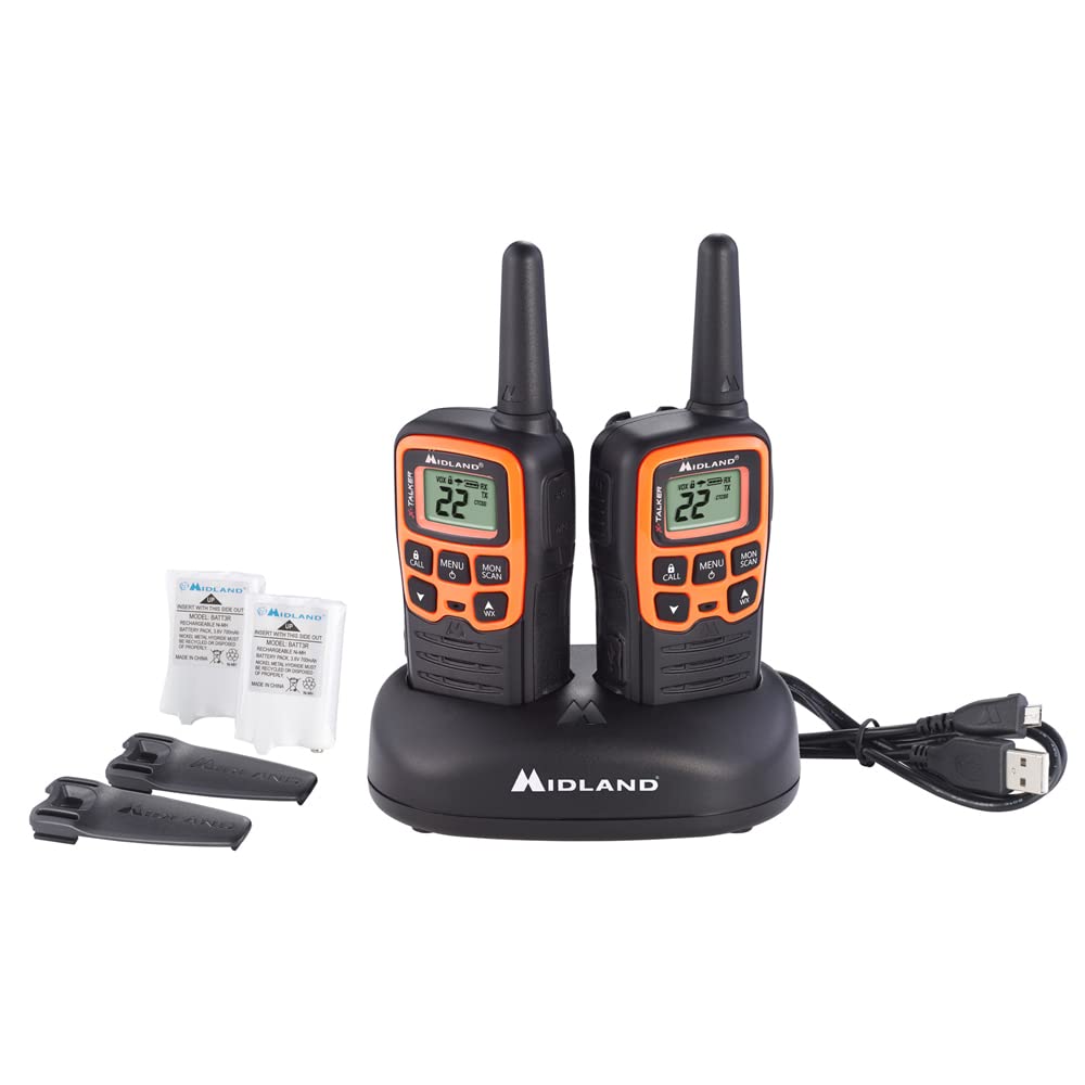 Midland T51VP3 22 Channel FRS Walkie Talkie - Up to 28 Mile Range Two-Way Radio - Orange/Black (Pack of 6) - Image 4