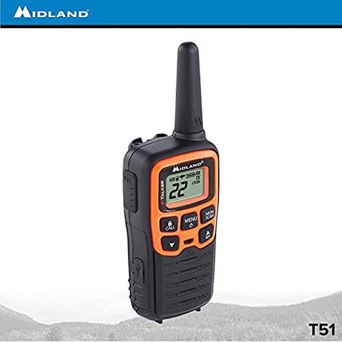 Midland T51VP3 22 Channel FRS Walkie Talkie - Up to 28 Mile Range Two-Way Radio - Orange/Black (Pack of 6) - Image 5