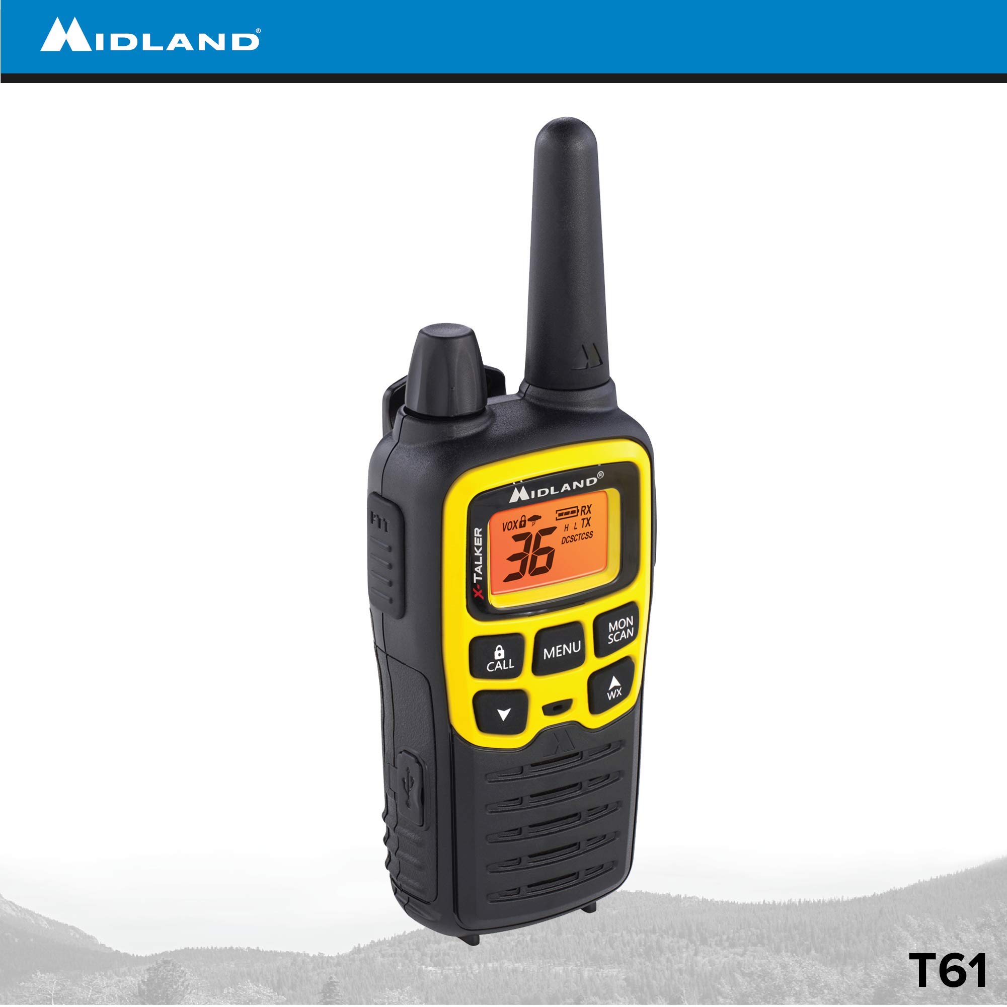 Midland T61VP3 36 Channel FRS Two-Way Radio - Up to 32 Mile Range Walkie Talkie - Yellow/Black (Pack of 6) - Image 7