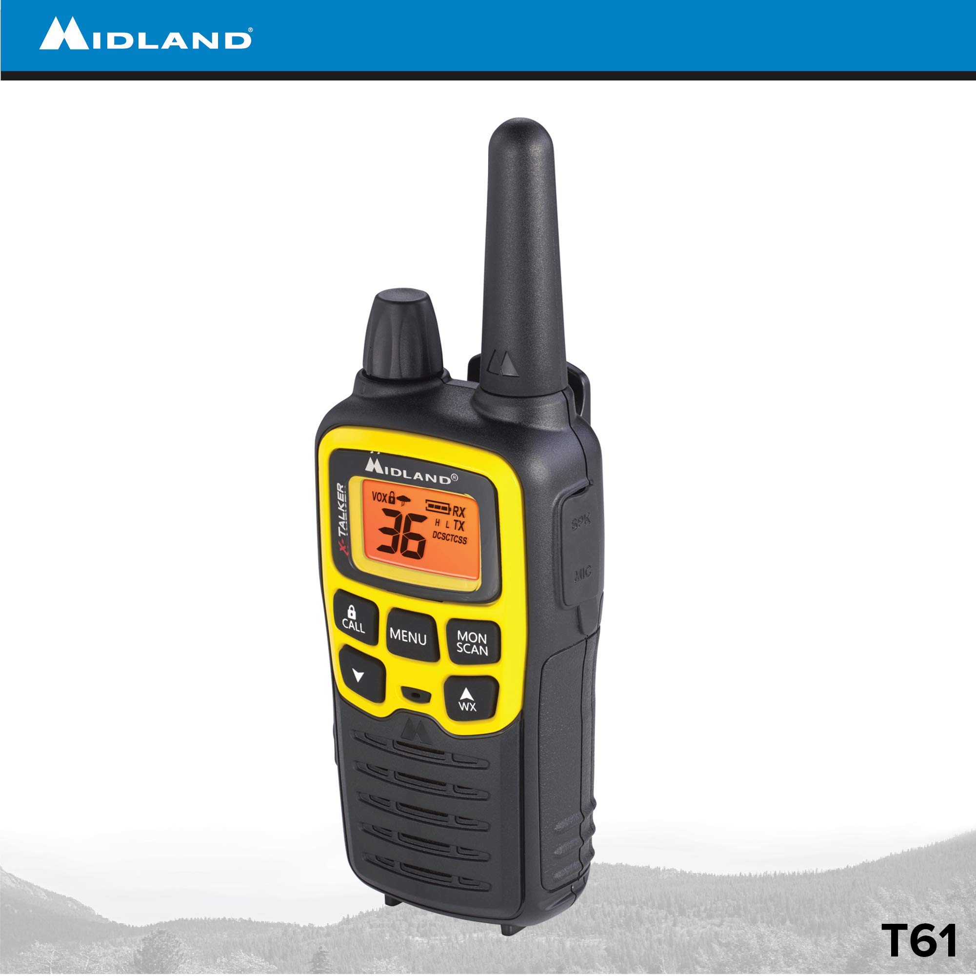 Midland T61VP3 36 Channel FRS Two-Way Radio - Up to 32 Mile Range Walkie Talkie - Yellow/Black (Pack of 6) - Image 8