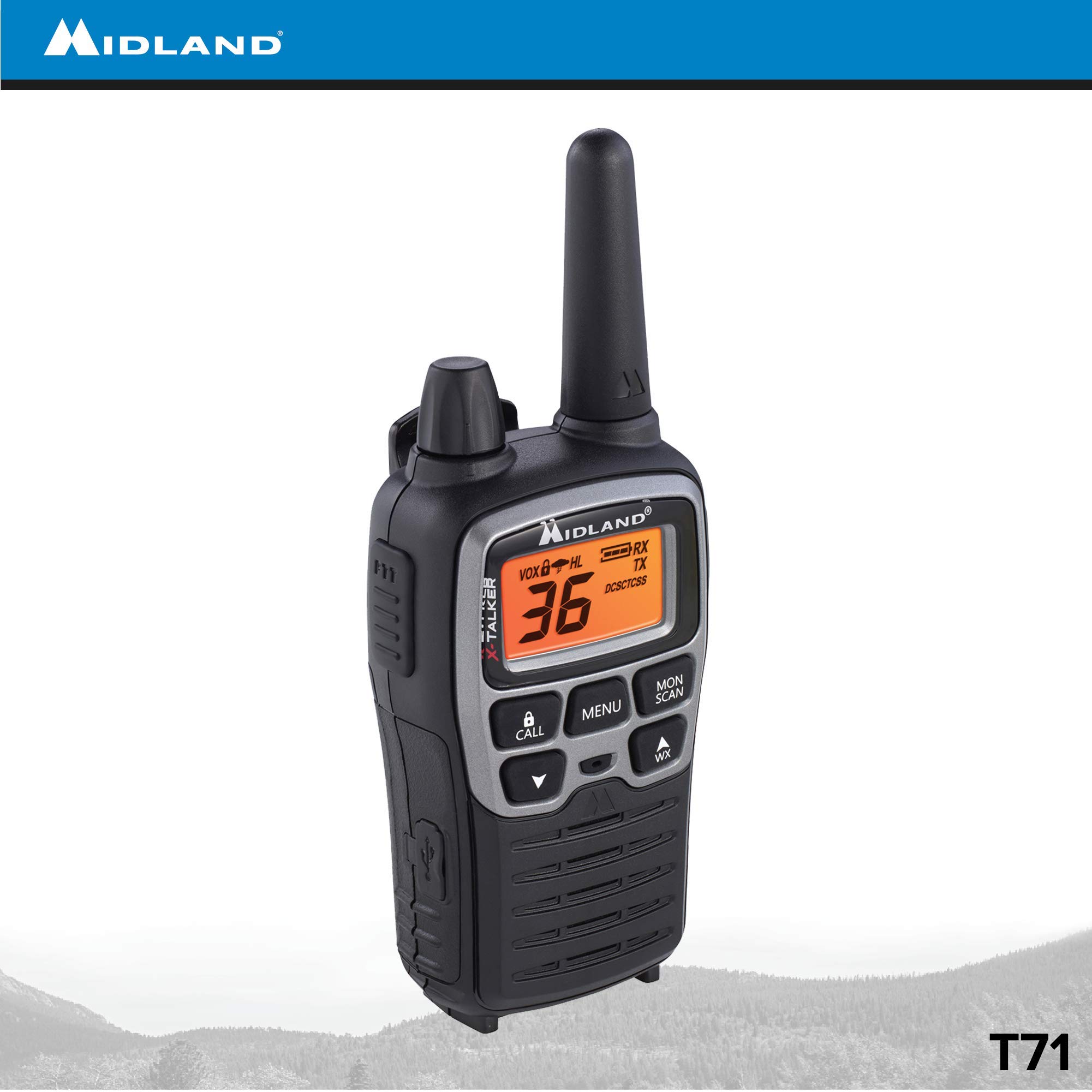 Midland T71VP3 36 Channel FRS Two-Way Radio - Up to 38 Mile Range Walkie Talkie - Black/Silver (Pack of 10) - Image 8