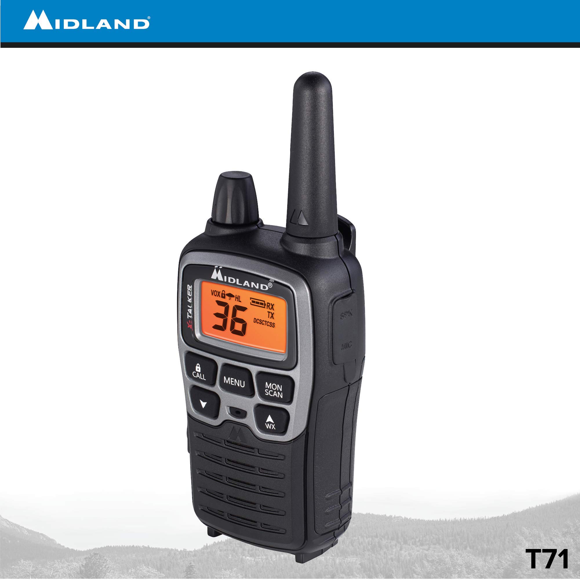 Midland T71VP3 36 Channel FRS Two-Way Radio - Up to 38 Mile Range Walkie Talkie - Black/Silver (Pack of 10) - Image 9